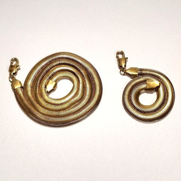 18k Gold Plated Necklace & Bracelet Snake Chain Birthday Valentine's Gift NEW!